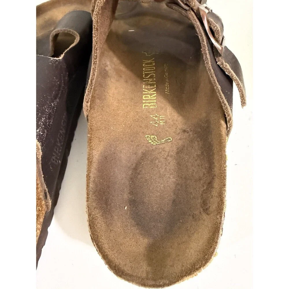 Birkenstock Arizona Men EU 44 US 11-11.5 Brown Leather Sandals Slip On Comfort